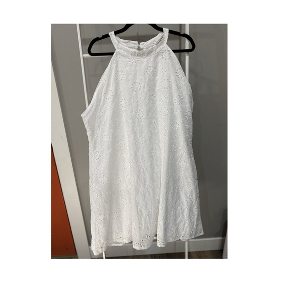 The Unbranded Brand Dresses & Skirts - Women's White Floral eyelet Lace Halter Boho Cottagecore Summer A-Line Dress 3XL